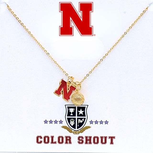 Nebraska Huskers Basketball Charm Necklace