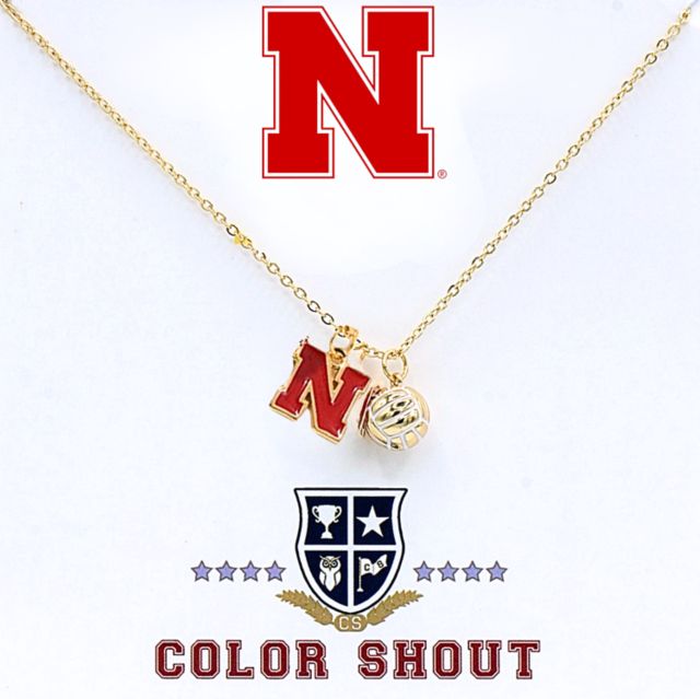 Nebraska Huskers Volleyball Charm Necklace