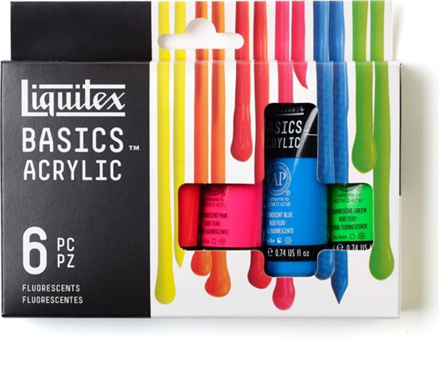 BASICS ACRYLICS SET 6-COLORS 22ML FLUORESCENT