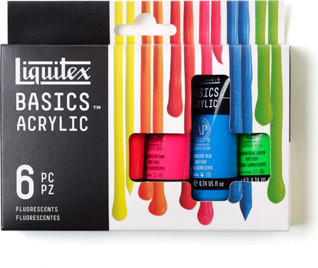 BASICS ACRYLICS SET 6-COLORS 22ML FLUORESCENT