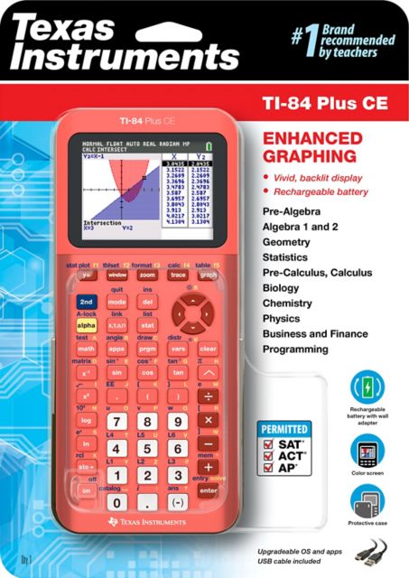 Texas Instruments TI-84 Plus Metallic (Positive Coral-ation) Coral Salmon  Graphing Calculator - ONLINE ONLY