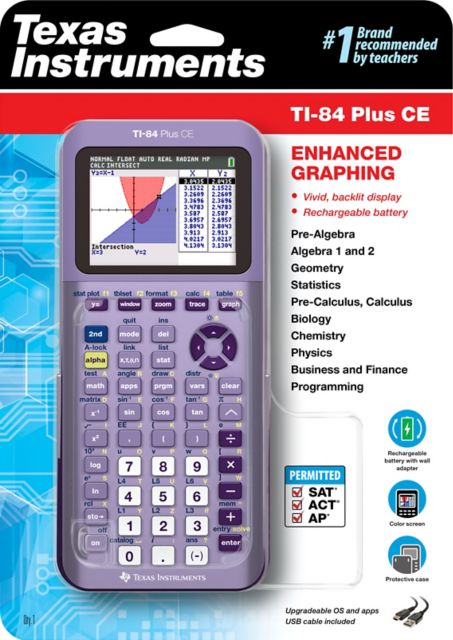 Texas Instruments TI-84 Plus CE Infinitely Iris Purple Graphing Calculator  - ONLINE ONLY:Cochise College