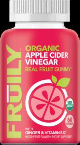 Fruily Organic Apple Cider Vinegar Real Fruit Gummy - 60 Count