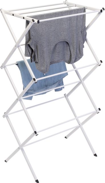 White Heavy-Duty Folding Gullwing Laundry Drying Rack