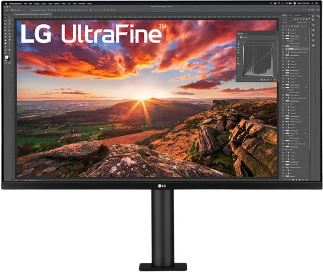 LG 32'' UHD 4K UltraFine Monitor with an Ergonomic Stand and C-Clamp, Black - ONLINE ONLY