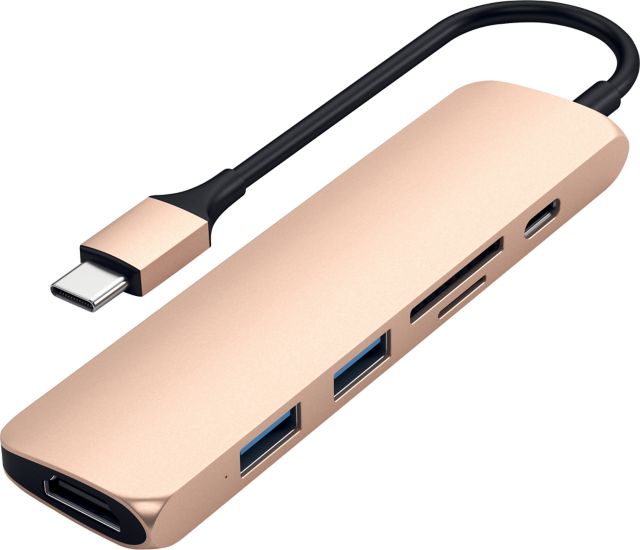 Satechi Slim Multiport V2, 2.37 x 8.5 x 0.75in, Gold - ONLINE ONLY