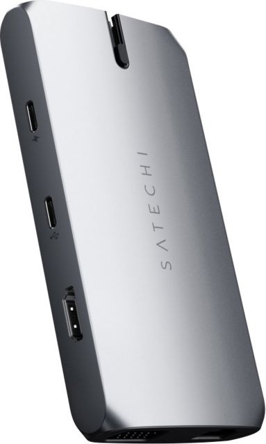 Satechi USB-C On-The-Go Multiport Adapter, 2.37 x 4.75 x .5in, Space Gray - ONLINE ONLY