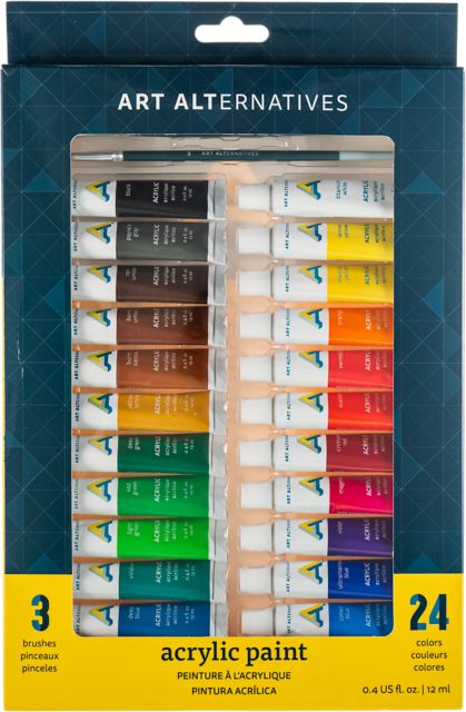ECONOMY ACRYLIC  PAINT SET 12ML TUBES 24-COLORS
