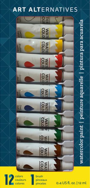 ECONOMY WATERCOLOR PAINT SET 12ML TUBES 12-COLORS