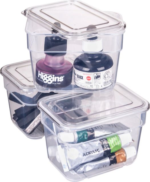 CLEAR STORAGE BINS WITH LIDS SMALL 3-PACK