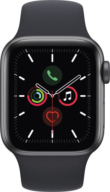 Apple Watch SE GPS, 44mm Space Gray Aluminum Case with Midnight