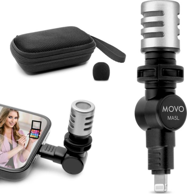 Movo Mini Lightning Microphone, Black - ONLINE ONLY