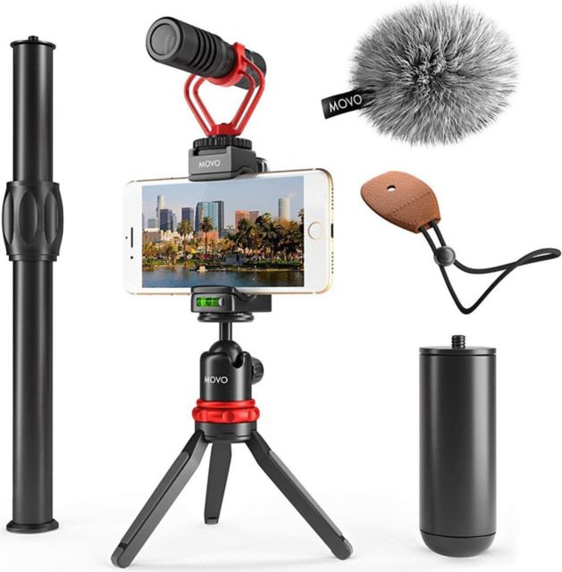 Movo Smartphone Video Rig With Mic, Black - ONLINE ONLY