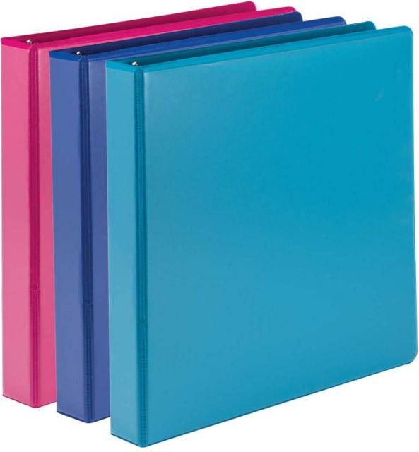 Samsill Durable 1'' D-Ring View Binders, Fashion Assortment - Blueberry, Blue Coconut, Dragonfruit