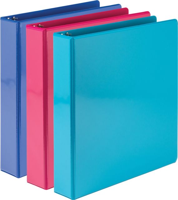 School Smart Round Ring Binder, Polypropylene, 3 Inches, Blue