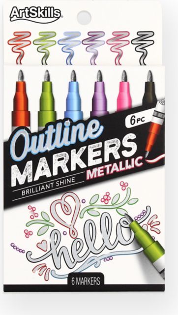 Outline Markers Self-outline Metallic Markers, 12 Colors Double Line O –  WoodArtSupply