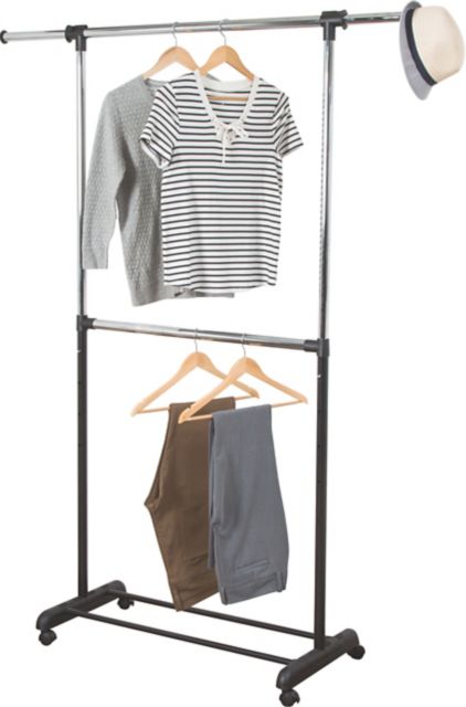 Double clothes rack online on wheels