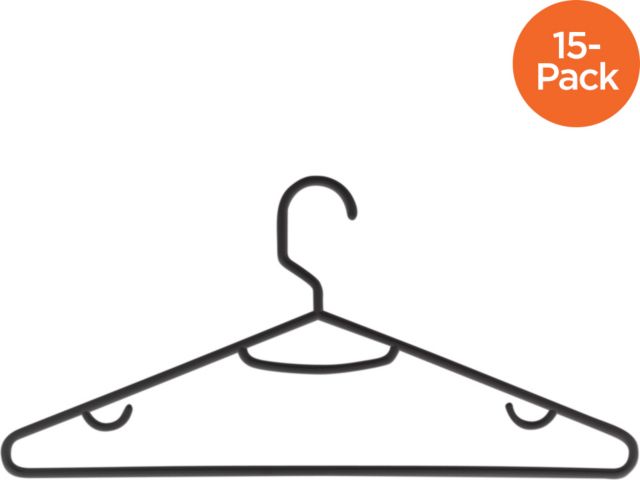 Plastic Hangers - Tubular- black by Manhattan Wardrobe Supply