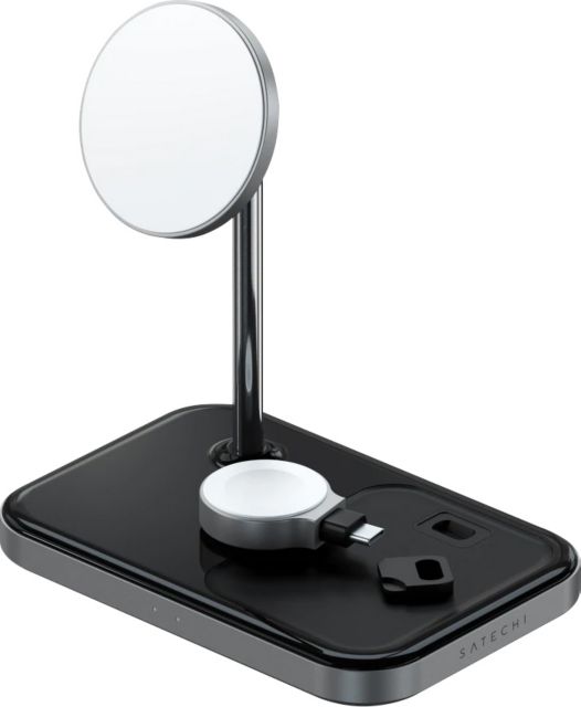 Satechi 3-in-1 Magnetic Wireless Charging Stand, Space Gray/Black - ONLINE ONLY