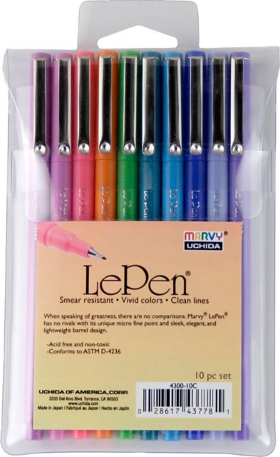 LePen Marker Pen Ultra Fine 10Pk BP Bright Asst - ONLINE ONLY