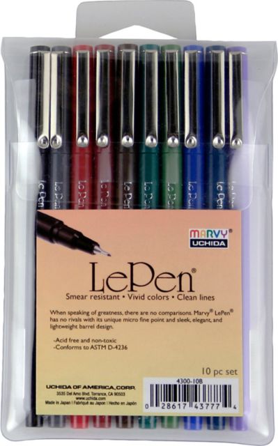 LePen Marker Pen Ultra Fine 10Pk BP Dark Asst - ONLINE ONLY