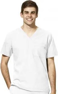 MEN'S V-NECK TOP WHITE 2X