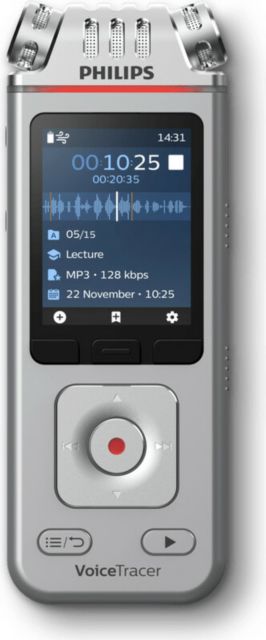Philips DVT4110 VoiceTracer Audio Recorder. 8 GBmicroSD Supported - 2'' LCD - MP3, WAV, WMA - Headphone - 2147 HourspeaceRecording Time - Portable - ONLINE ONLY