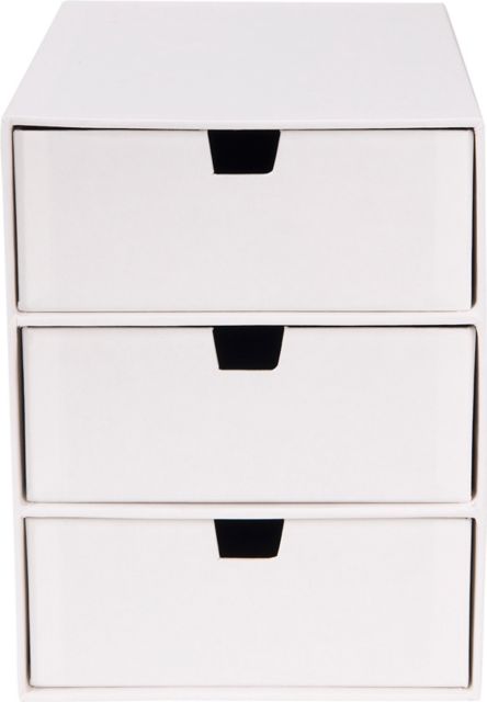 Honey-Can-Do Wood and Woven Fabric 3-Drawer Storage Cabinet, White