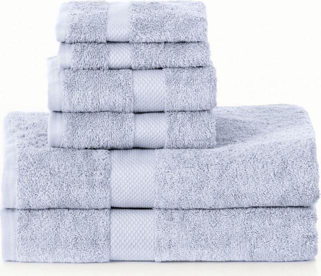 Standard 6-Piece Bath Set in Soft Blue, 2 Bath Towels, 2 Hand
