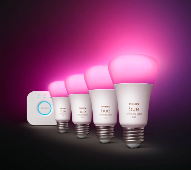 Philips - Hue White and Color Ambiance A19 Bluetooth 75W Smart LED Starter Kit - ONLINE ONLY