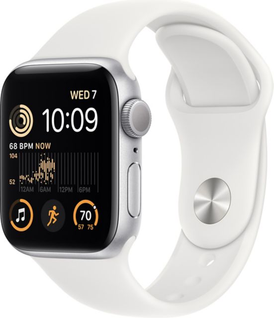 Apple Watch SE GPS 40mm Silver Aluminum Case with White Sport Band 