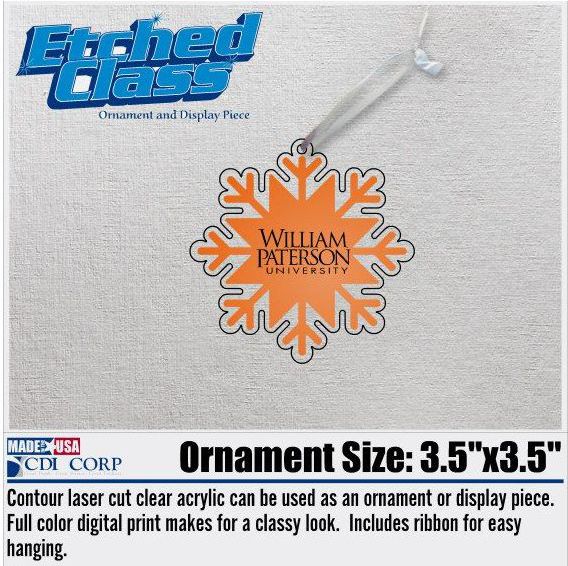 William Paterson University 3'' x 4'' Etched Plexiglass Ornament