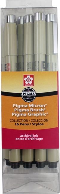 Pigma Micron Pen Collection Set 16-Piece Black