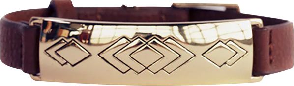 Flare Brown Leather Safety Bracelet, Gold - Adjustable - ONLINE ONLY