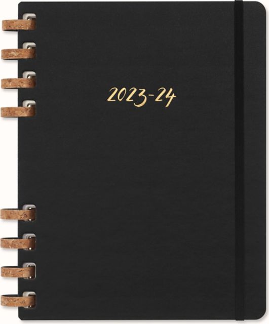 Kate Spade New York Black Spade Flower 17-Month 2023-2024 Medium Spiral Planner