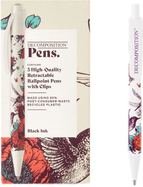 Decomposition Pens Hummingbird design black ink set of 5