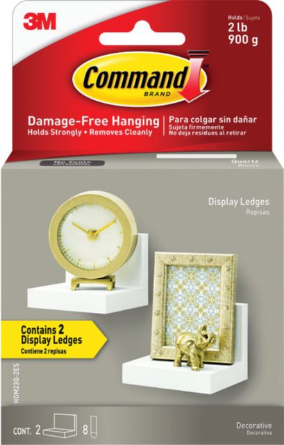 Command Adhesive Display Ledge 3x3.5x4in 2Pk BP, Quartz