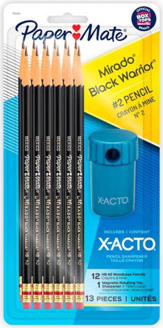 Paper Mate Mirado 12Pk #2 Woodcase Pencils Pre-Sharpened with X-acto Sharpener
