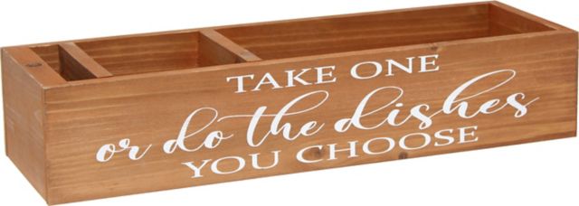 Countertop Decorative Organizer Take One or do the Dishes . . .  You Choose Script in White and Marker Slot, Natural Wood - ONLINE ONLY