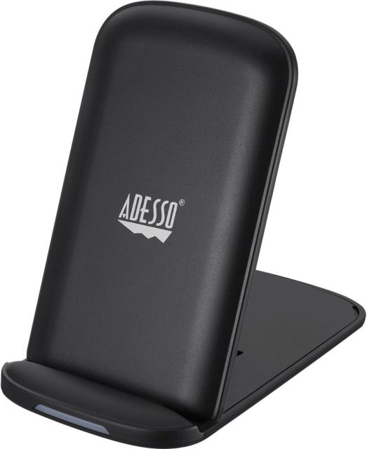 Adesso 10W Wireless QI Charger with Foldable Stand 4.4x7.6x.85in, Black - ONLINE ONLY