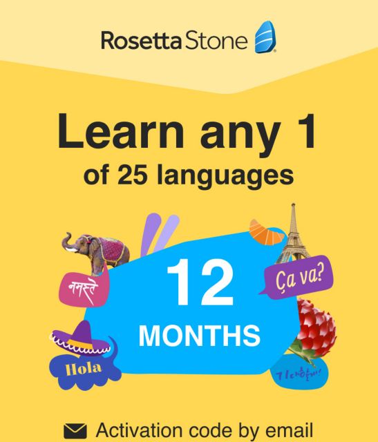 Rosetta Stone - 12 Month Subscription Learn ONE of 24+ Languages ESD