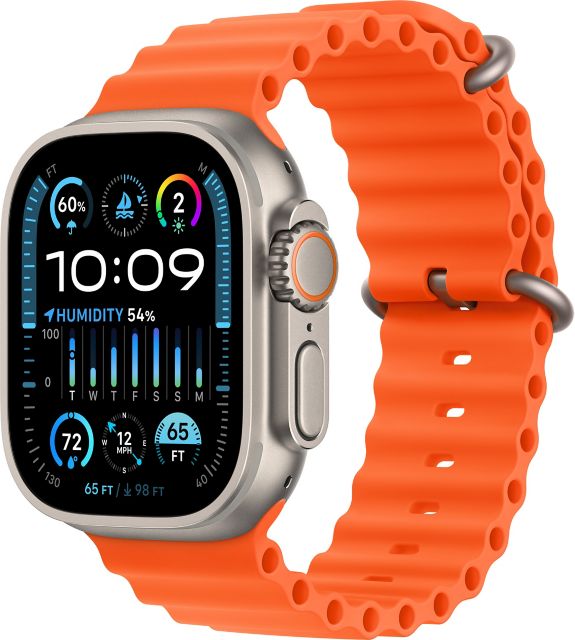 Apple Watch Ultra 2 GPS + Cellular, 49mm Titanium Case with Orange Ocean  Band