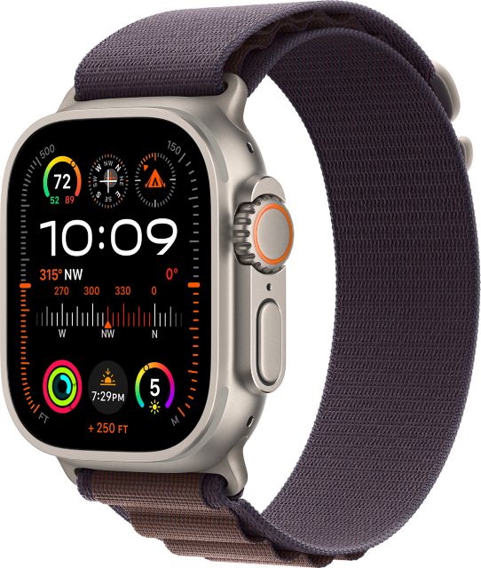 Apple Watch Ultra 2 GPS + Cellular, 49mm Titanium Case with Indigo Alpine Loop - Large