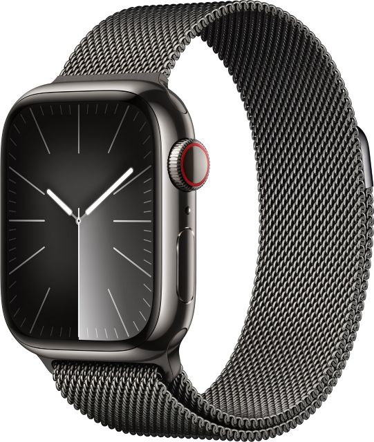 Apple Watch Series 9 GPS + Cellular 41mm Graphite Stainless Steel Case with  Graphite Milanese Loop