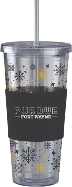 Purdue University Fort Wayne Straw Snowflake Tumbler