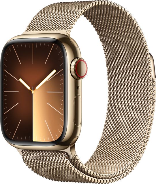 Apple Watch Series 9 GPS + Cellular 45mm Gold Stainless Steel Case with  Gold Milanese Loop