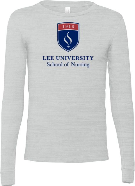 Lee University Bella + Canvas Ash Jersey Cotton Long Sleeve T Shirt Lee School of Nursing - ONLINE ONLY