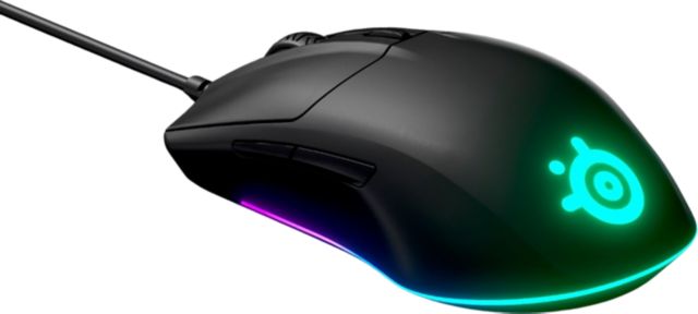 Rival 3 Lightweight Wired Optical Gaming Mouse with Brilliant Prism RGB Lighting (Black) - ONLINE ONLY