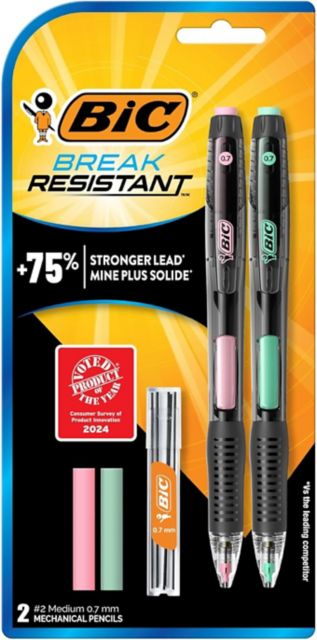 BIC Break Resistant Pencil Medium Point (0.7mm) 2-Pack