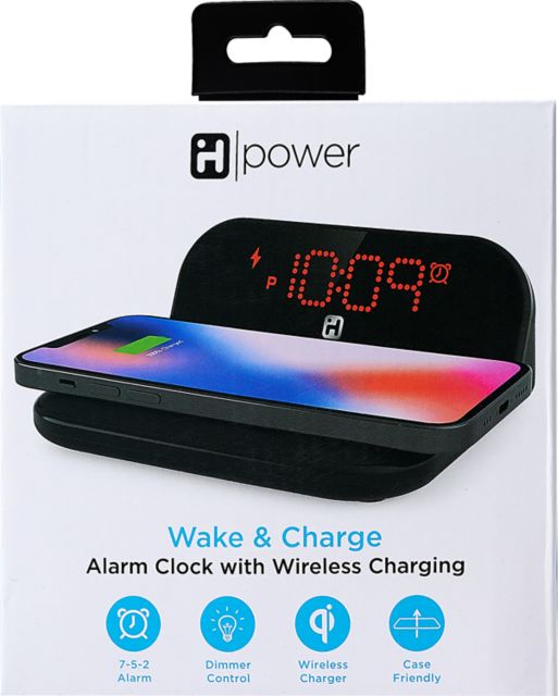 iHome Wireless Charging Digital Alarm Clock, Black
